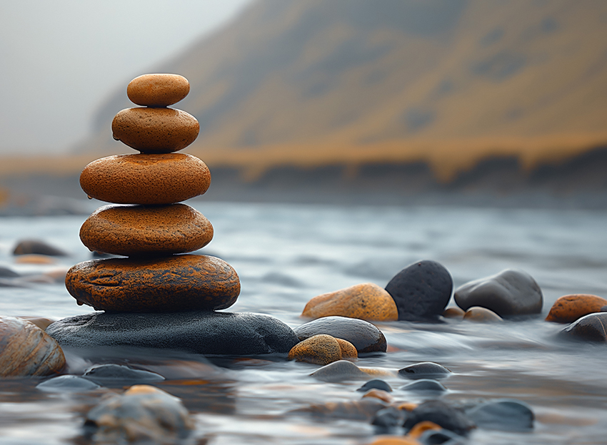 energy stones in a river